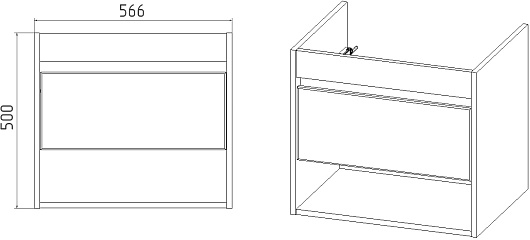 Viant Мебель для ванной Бостон 60 1 ящик подвесная графит/дуб вотан – фотография-14